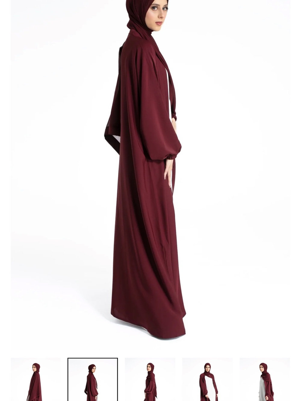 Open abaya burgundy with belt
